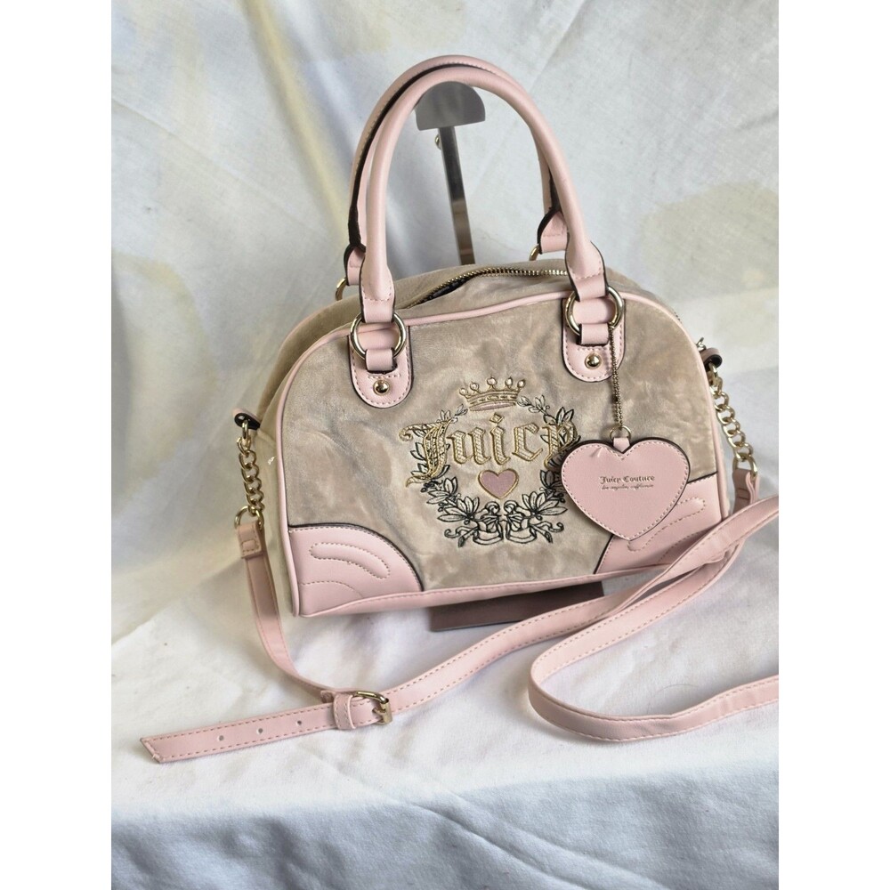 Juicy Couture Café Heritage Bowlers Handbag Beige Pink MSRP$158